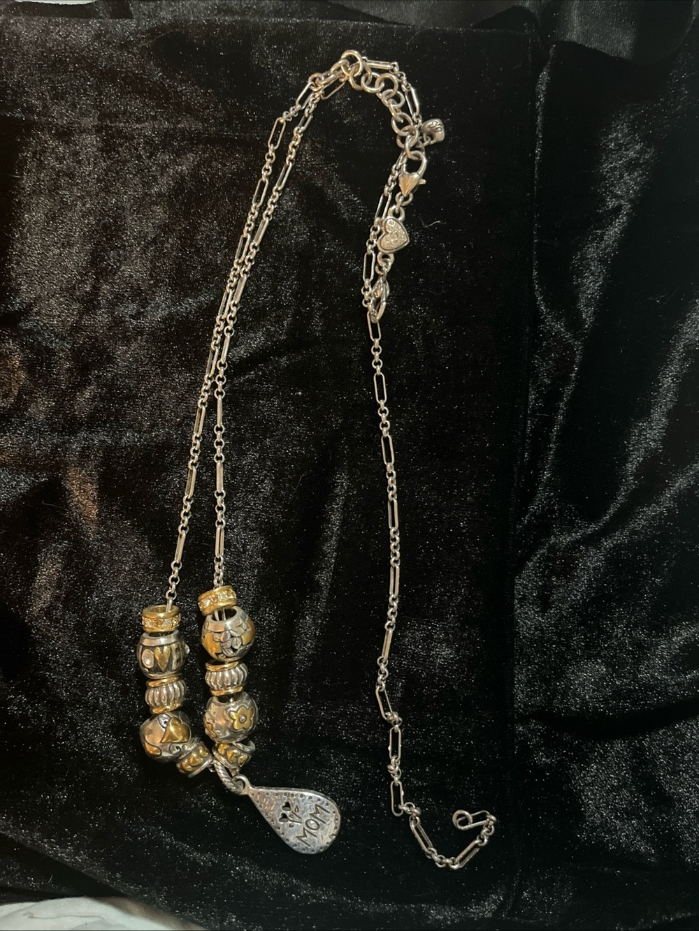 Brighton Two-Tone Silver & Gold Charm Necklace with MOM Teardrop - Picture 4 of 7